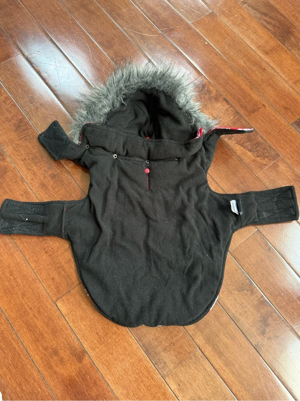 Hotel Doggy Red Polar Bear Fair Isle Hooded Dog Jacket, size Medium